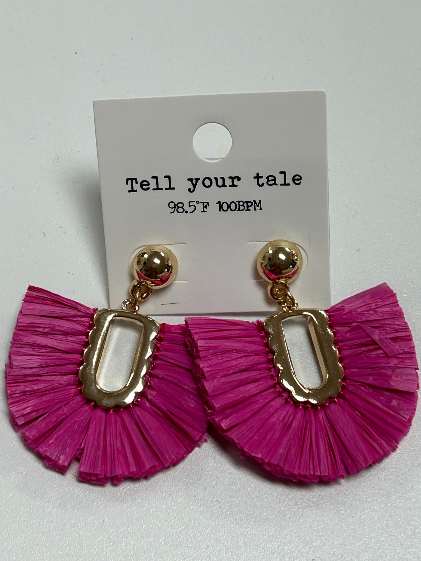 Golden Pink Tassel Drop Earrings