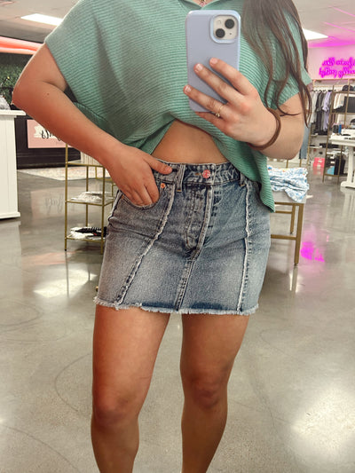 Elise Edge Denim Mini Skirt