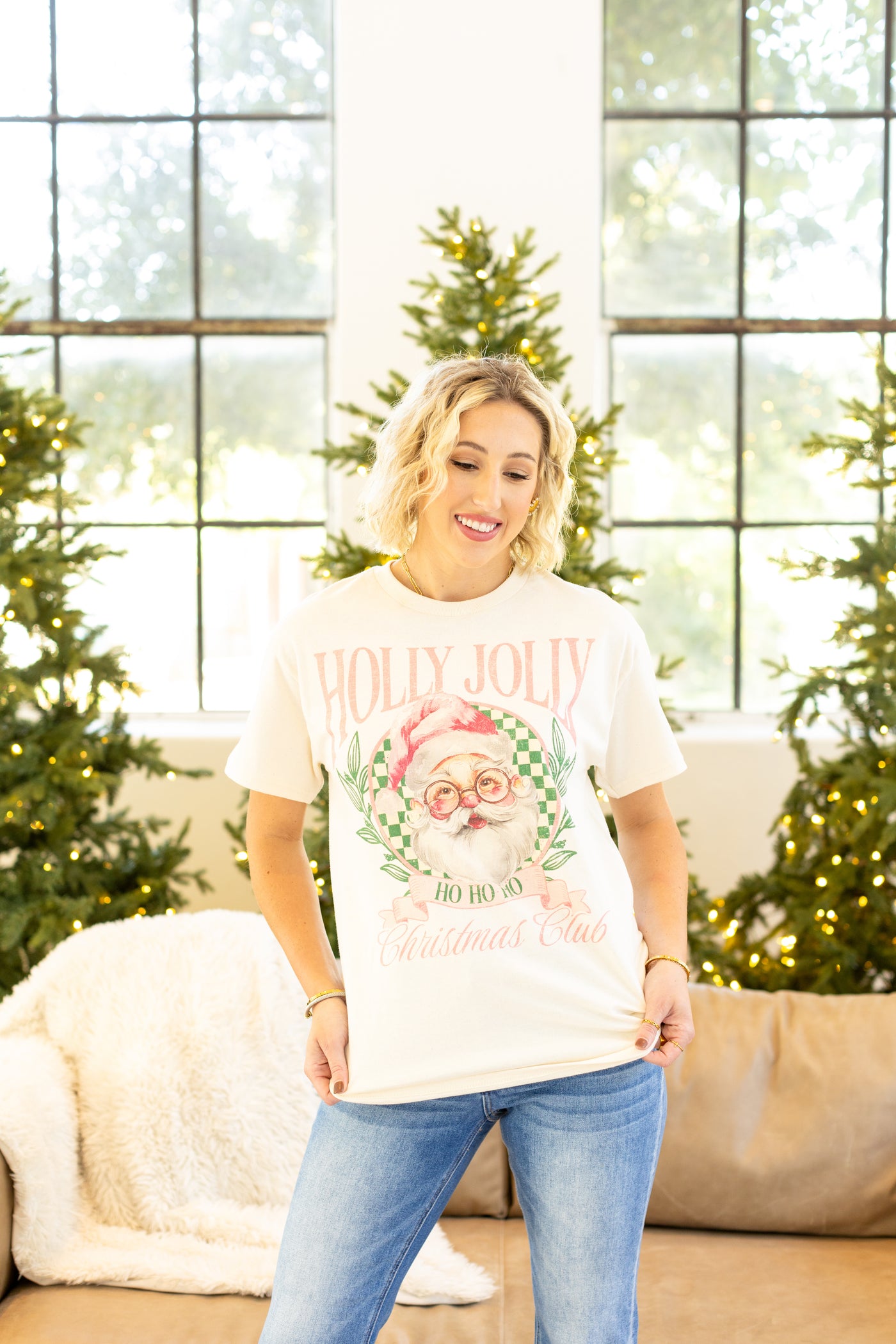 Holly Jolly Christmas Club Oversized Tee