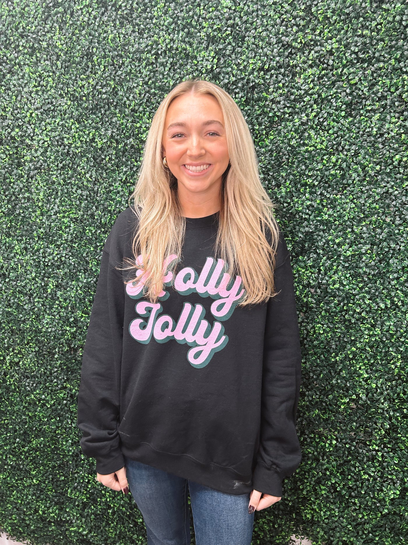 Holly Jolly Black Oversized Sweatshirt