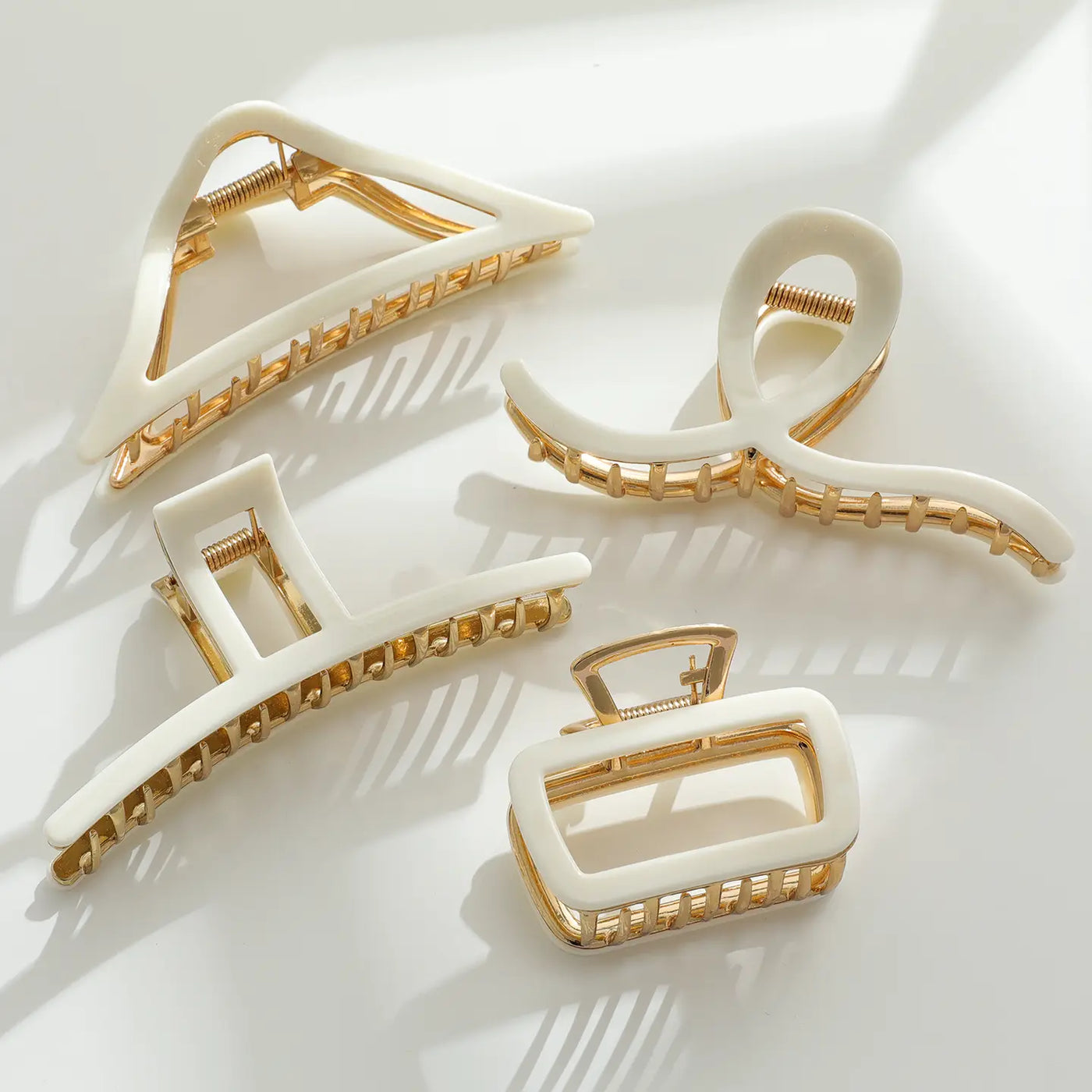 Ivory Gold Metal Claw Clip