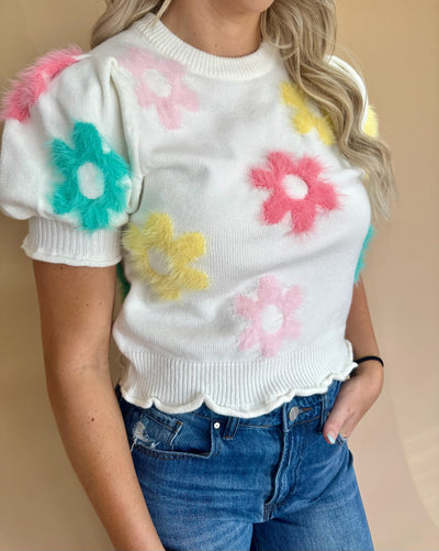 Pastel Floral Knit Top