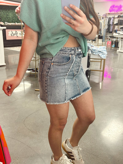 Elise Edge Denim Mini Skirt