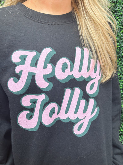 Holly Jolly Black Oversized Sweatshirt