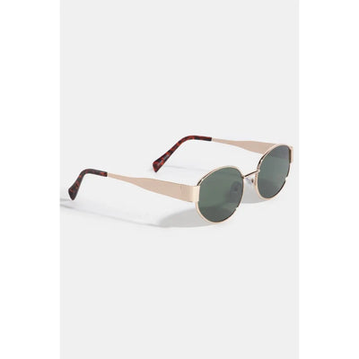 Metallic Frame Oval Sunglasses