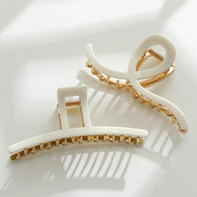 Ivory Gold Metal Claw Clip