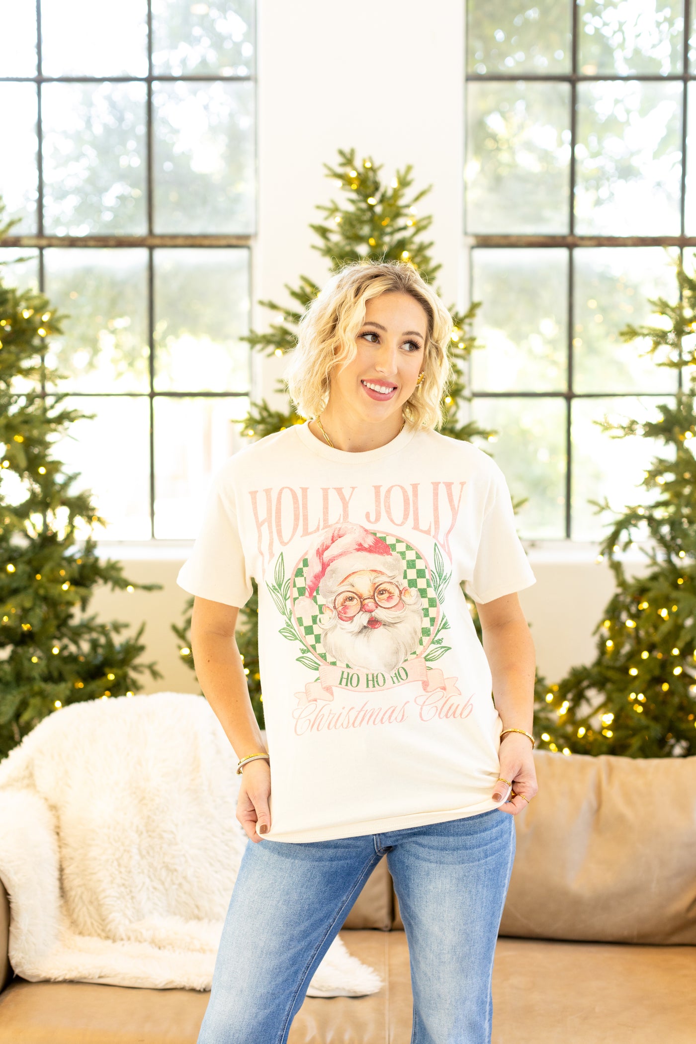 Holly Jolly Christmas Club Oversized Tee