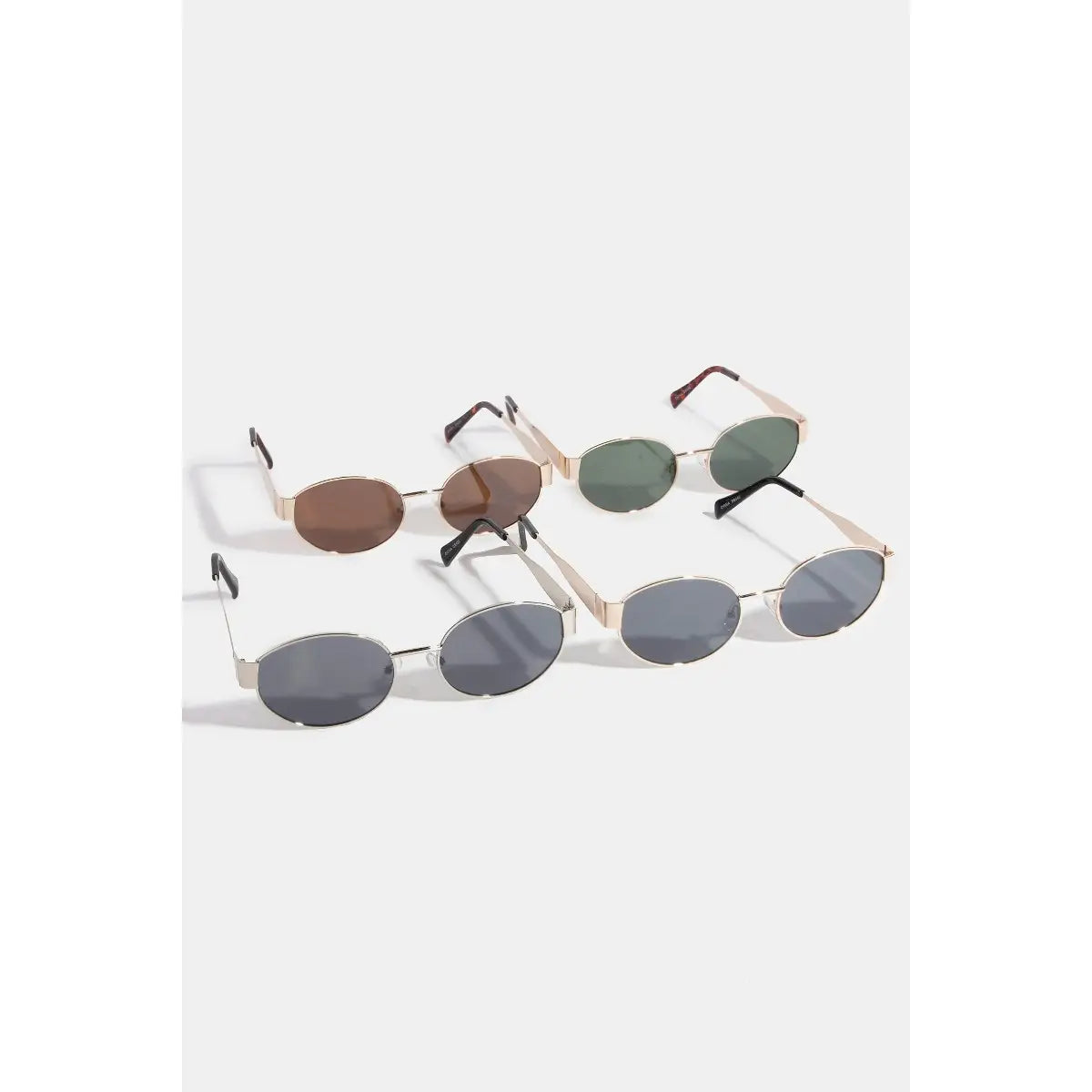 Metallic Frame Oval Sunglasses