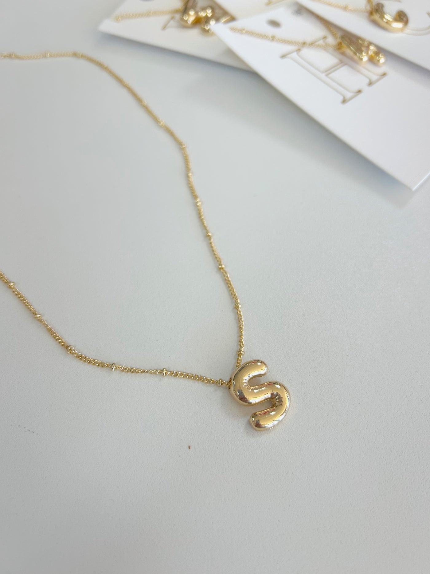 Gold Bubble Letter Necklace