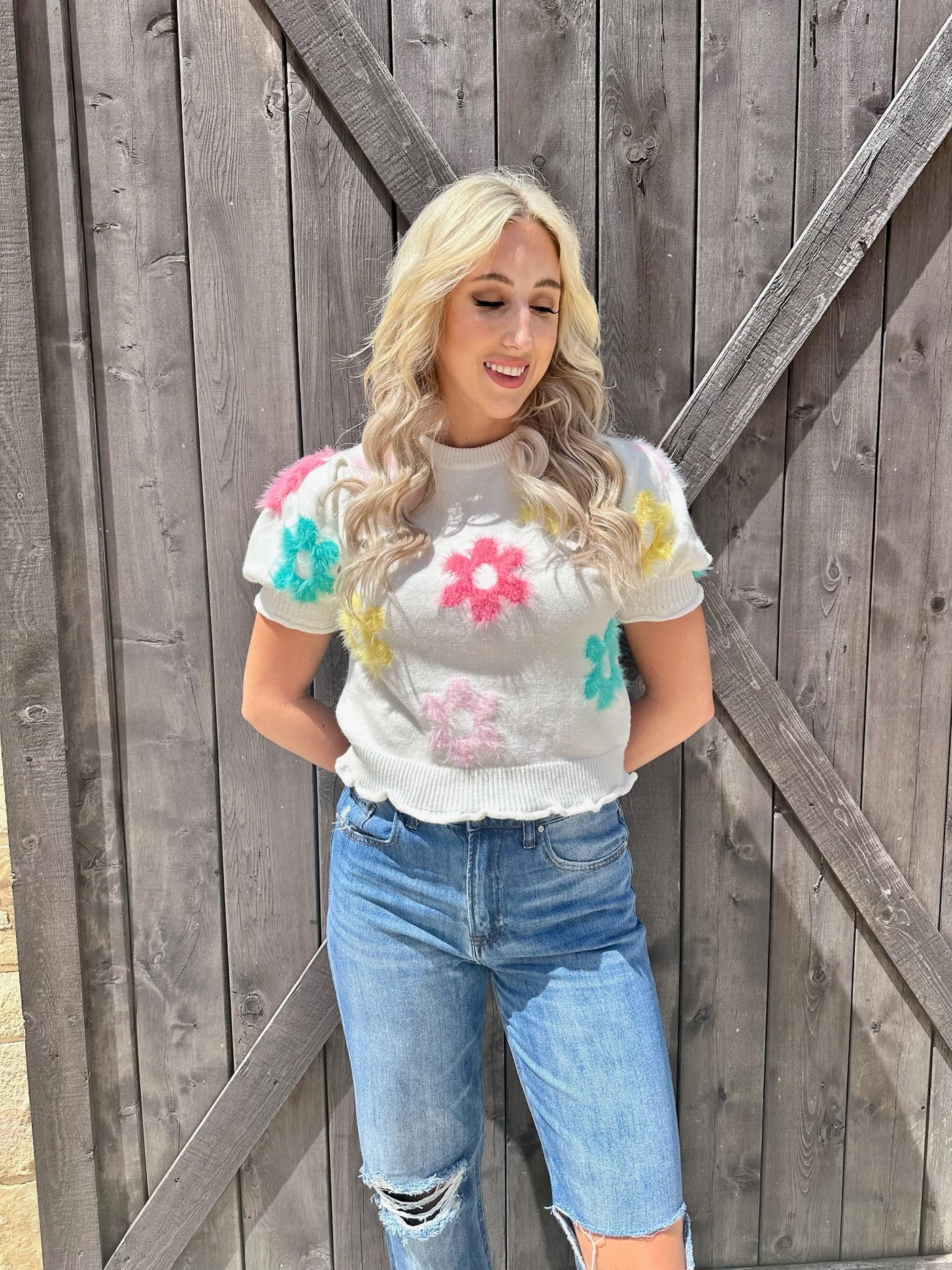 Pastel Floral Knit Top