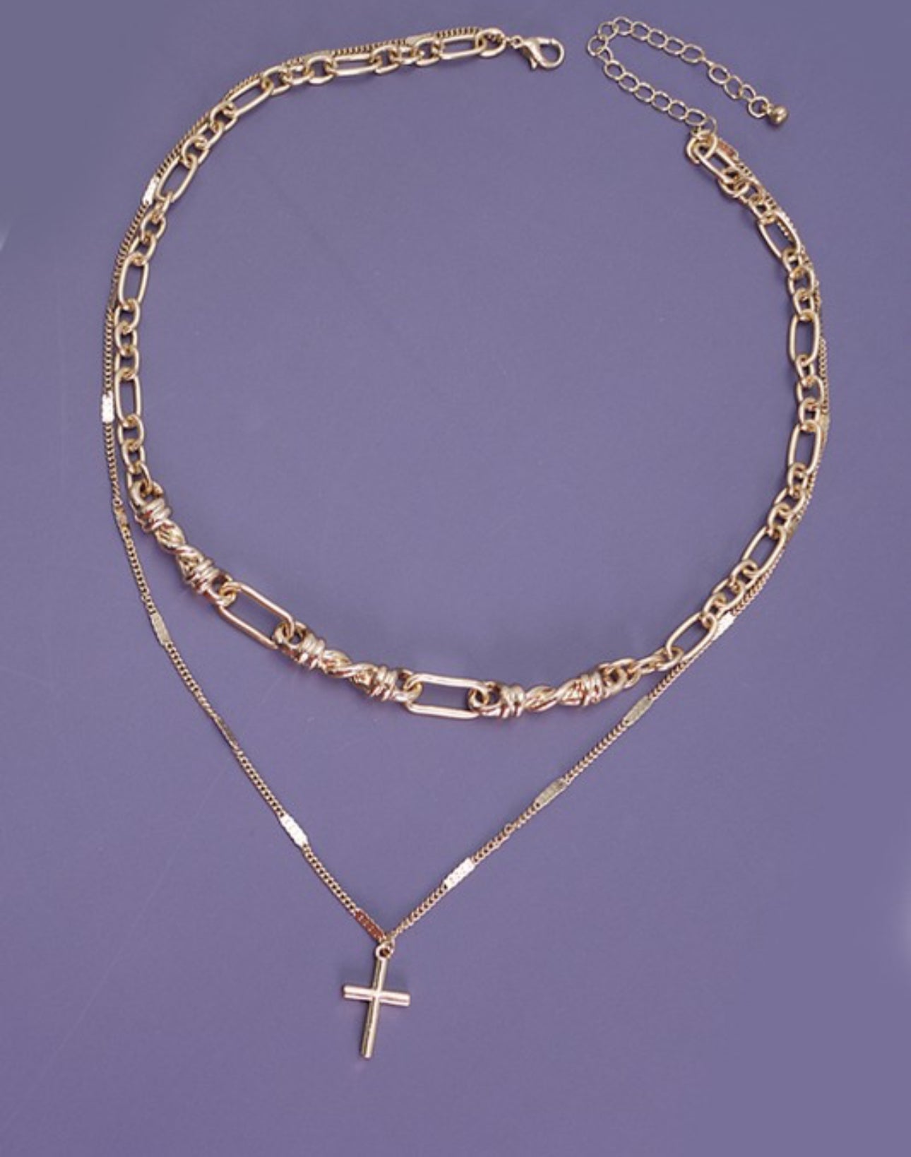 Doubled Layered Cross Necklace