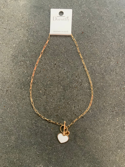 White Heart Paperclip Necklace