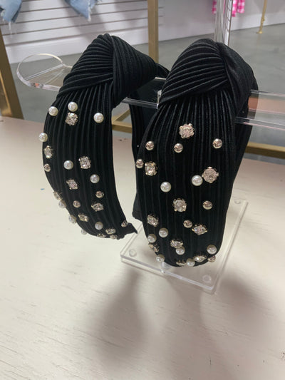 Pleated Pearl Crystal Headband