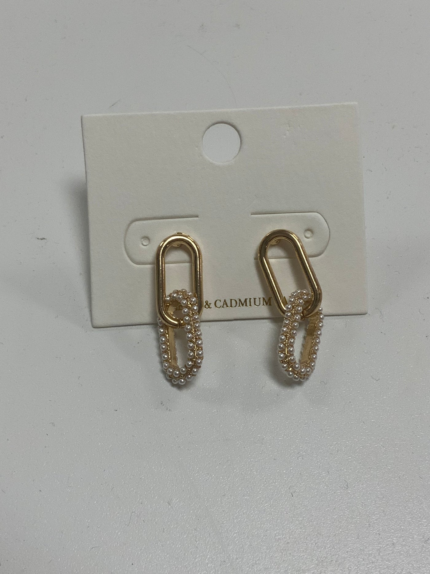 Gold Pearl Chain Earrings