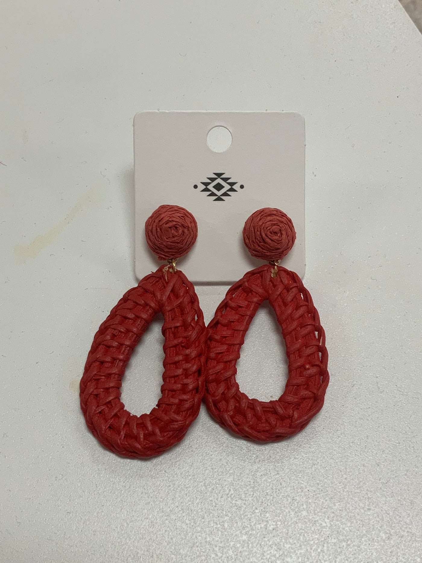 Rattan Red Teardrop Earrings