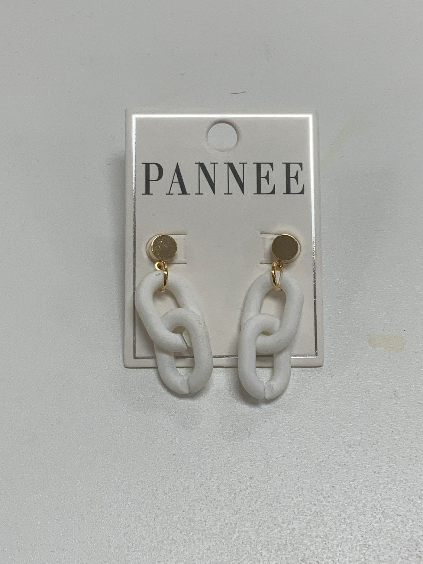 White Gold Link Earrings