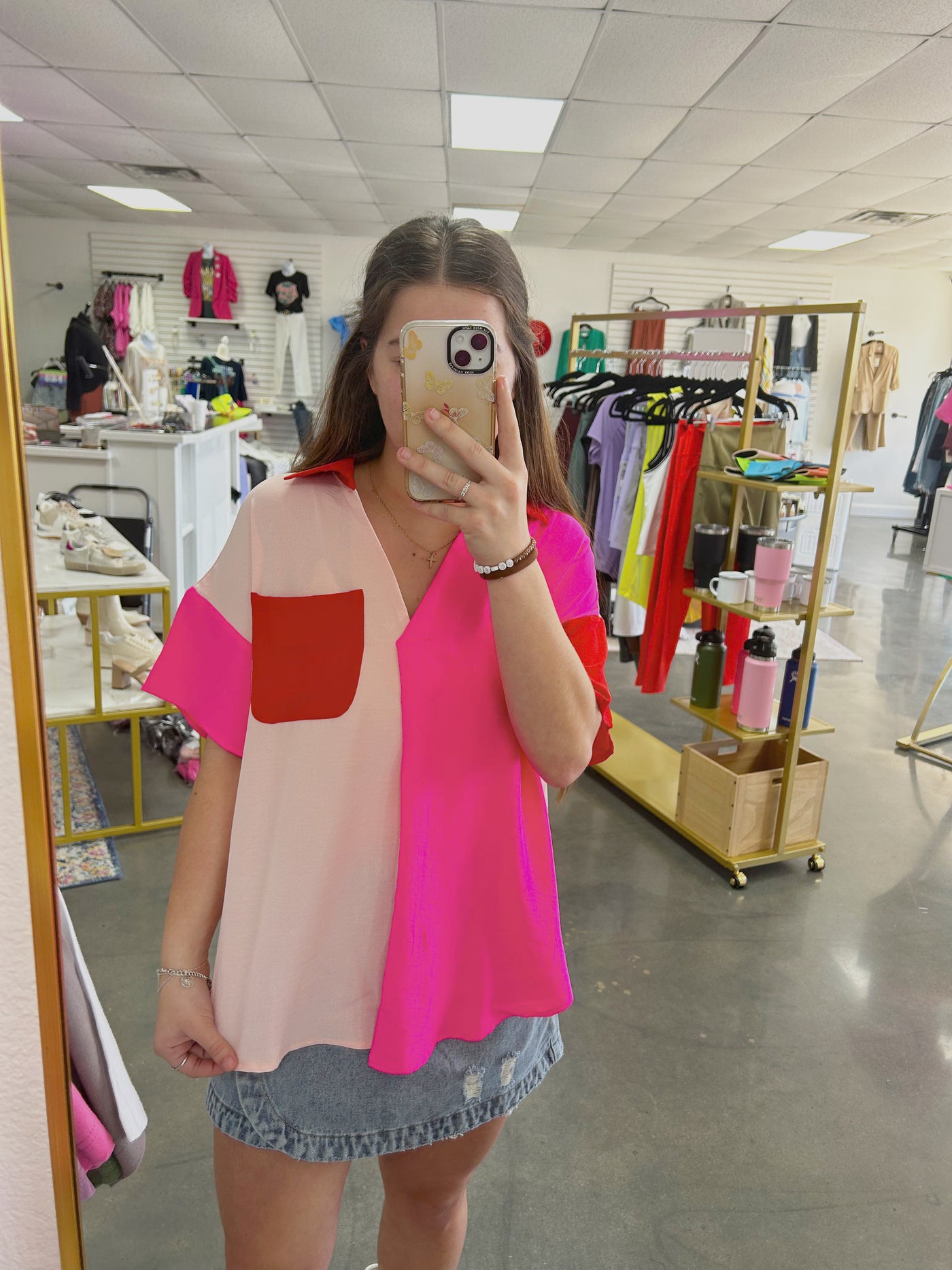 Pink Combo Colorblock Blouse