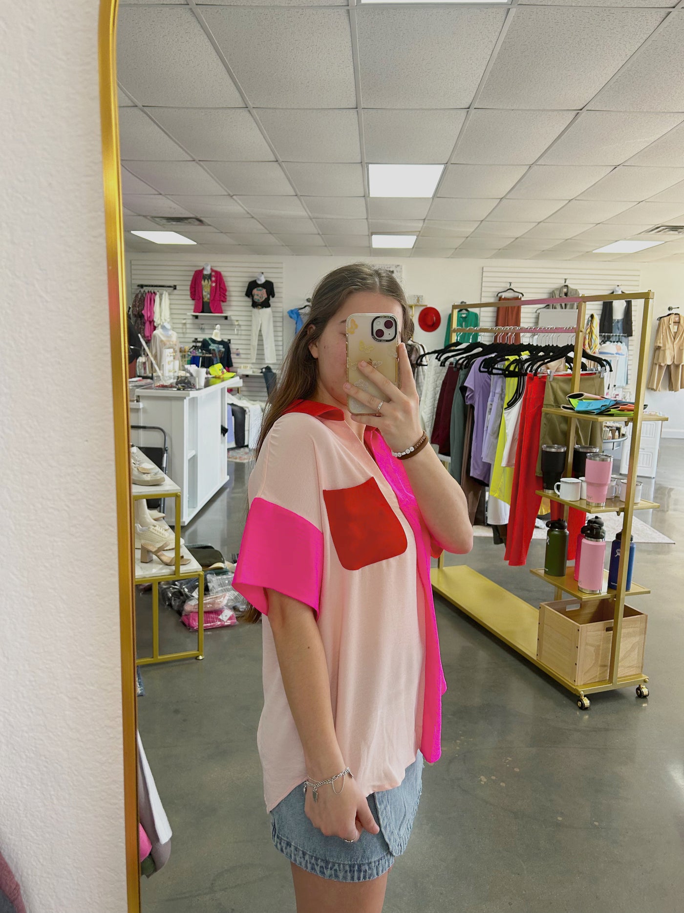 Pink Combo Colorblock Blouse