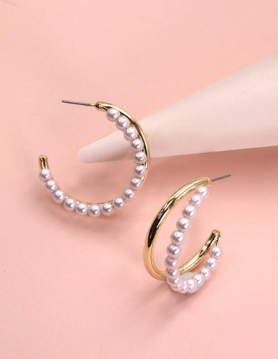 Blair Pearly Gold Double Hoops