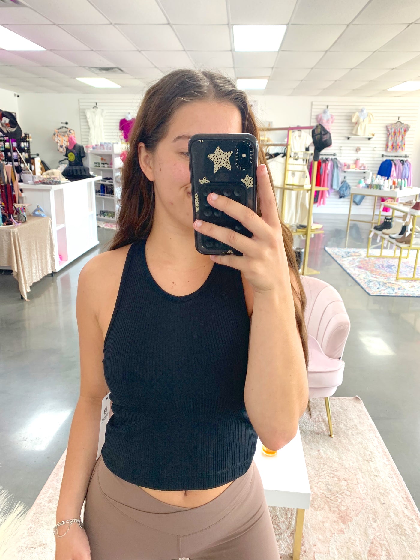 Black Ribbed Active Tank