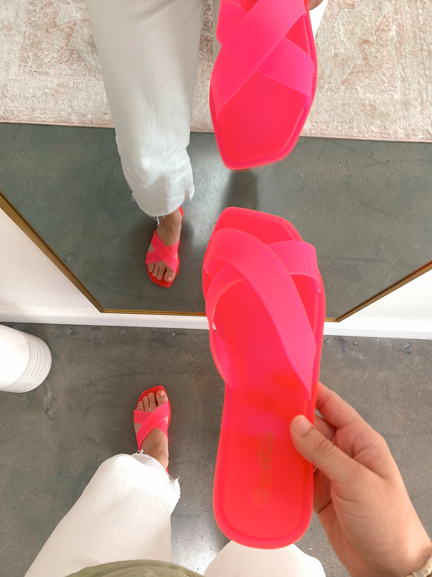 Hot Pink Crisscross Sandals