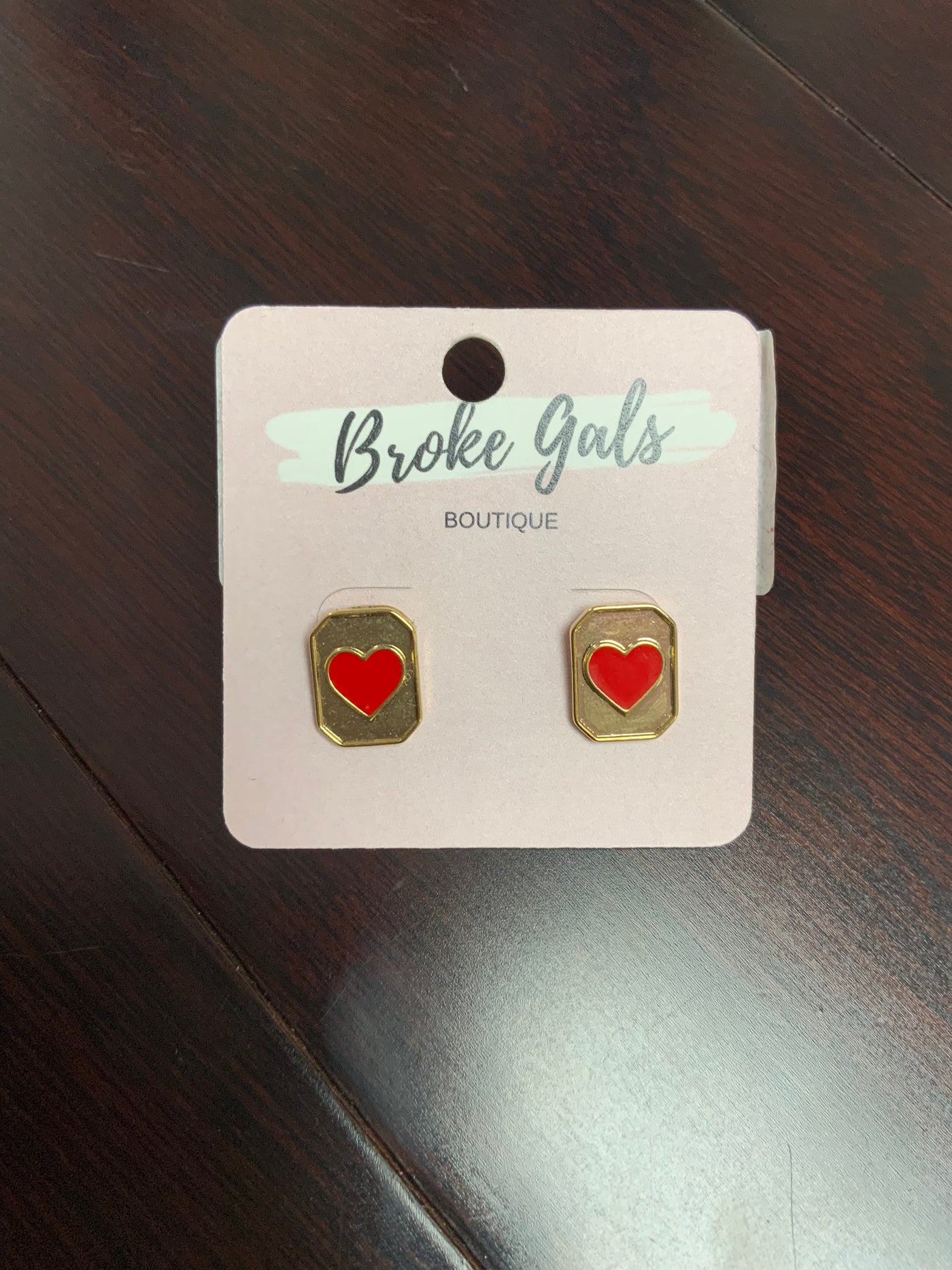 Golden Red Hearts Earrings