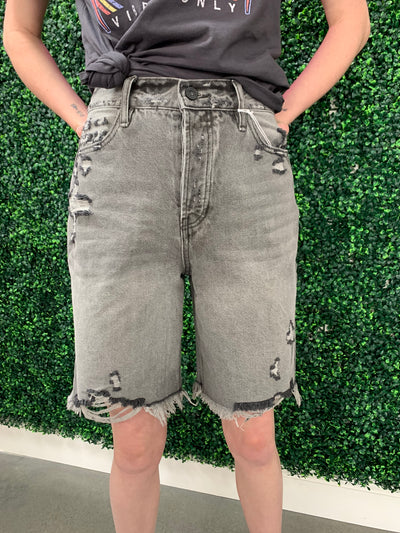 Grey Wash 90s Boyfriend Shorts