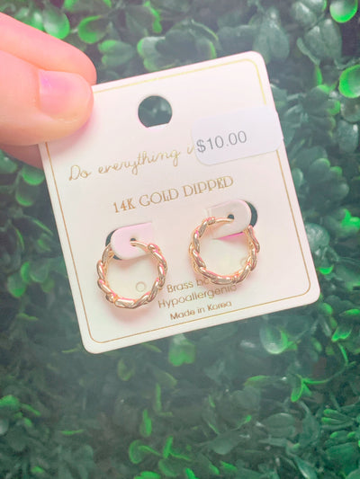 14K Gold Dipped Link Huggies
