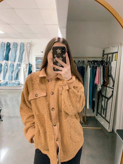 Cozy Camel Sherpa Shacket