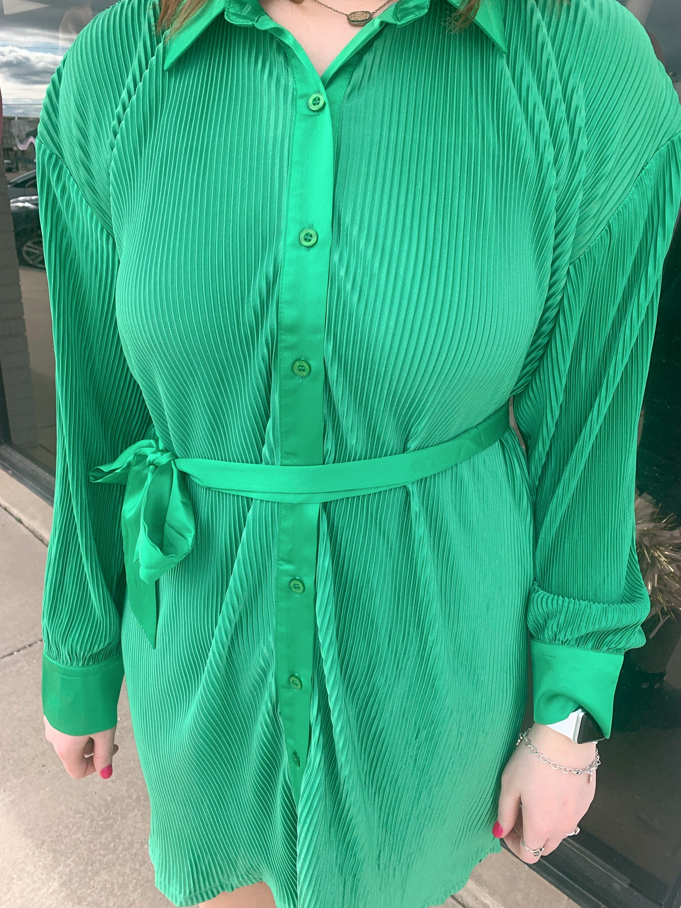Hayden Pleated Button Dress