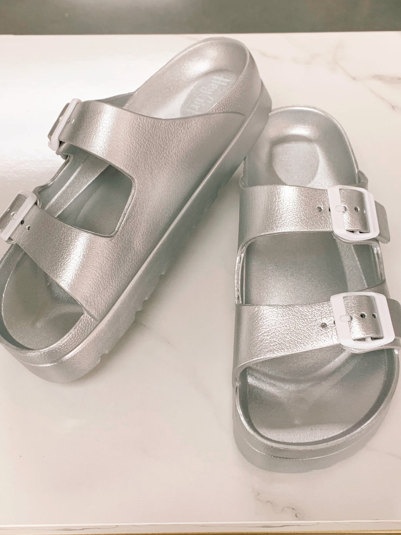 Silver Metallic Floatie Sandals