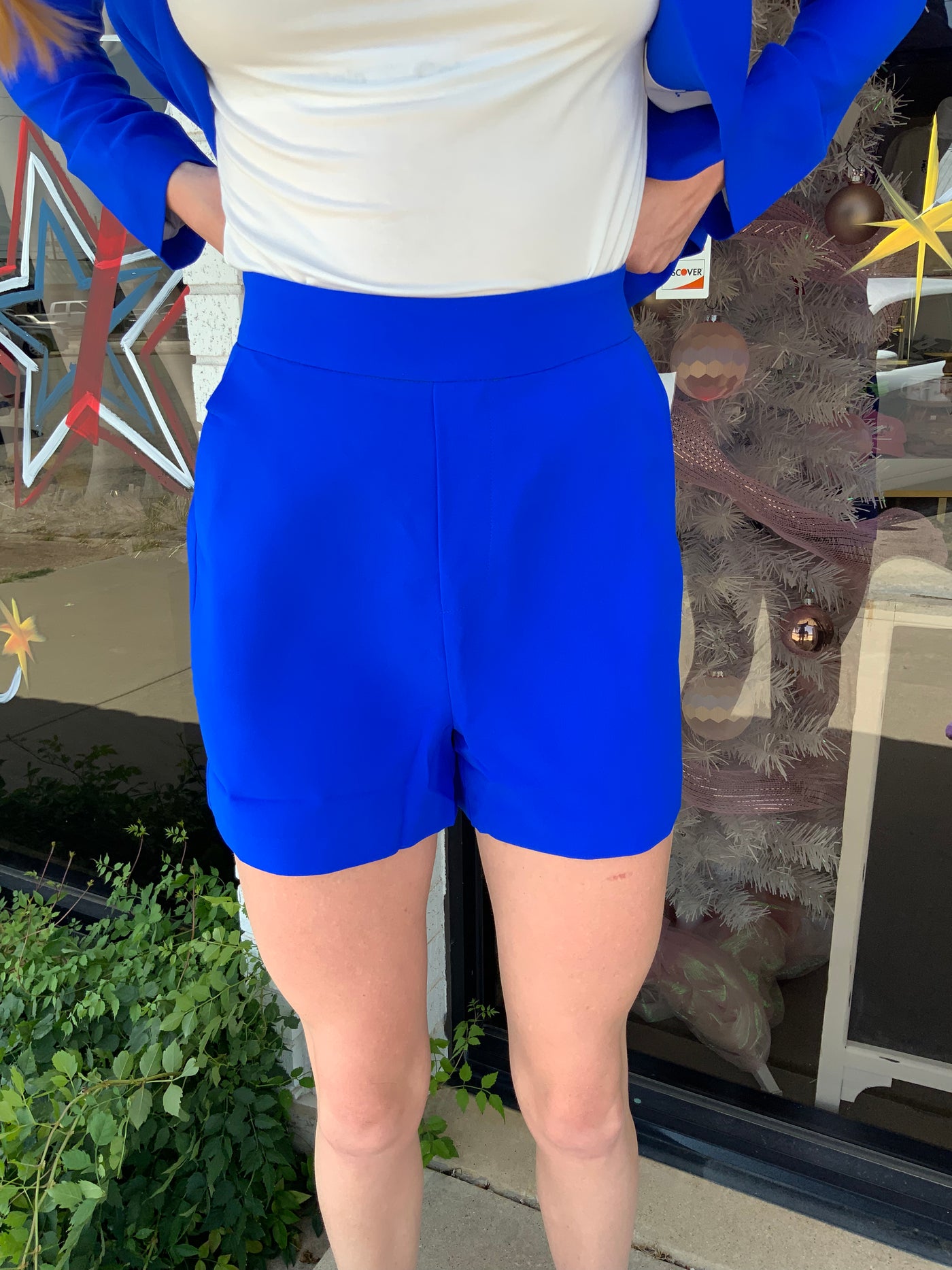 Neon Blue Dress Shorts