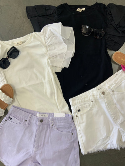 Luna Lavender Denim Shorts
