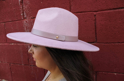 Pink Wide Brim Felt Hat with Pink Belt