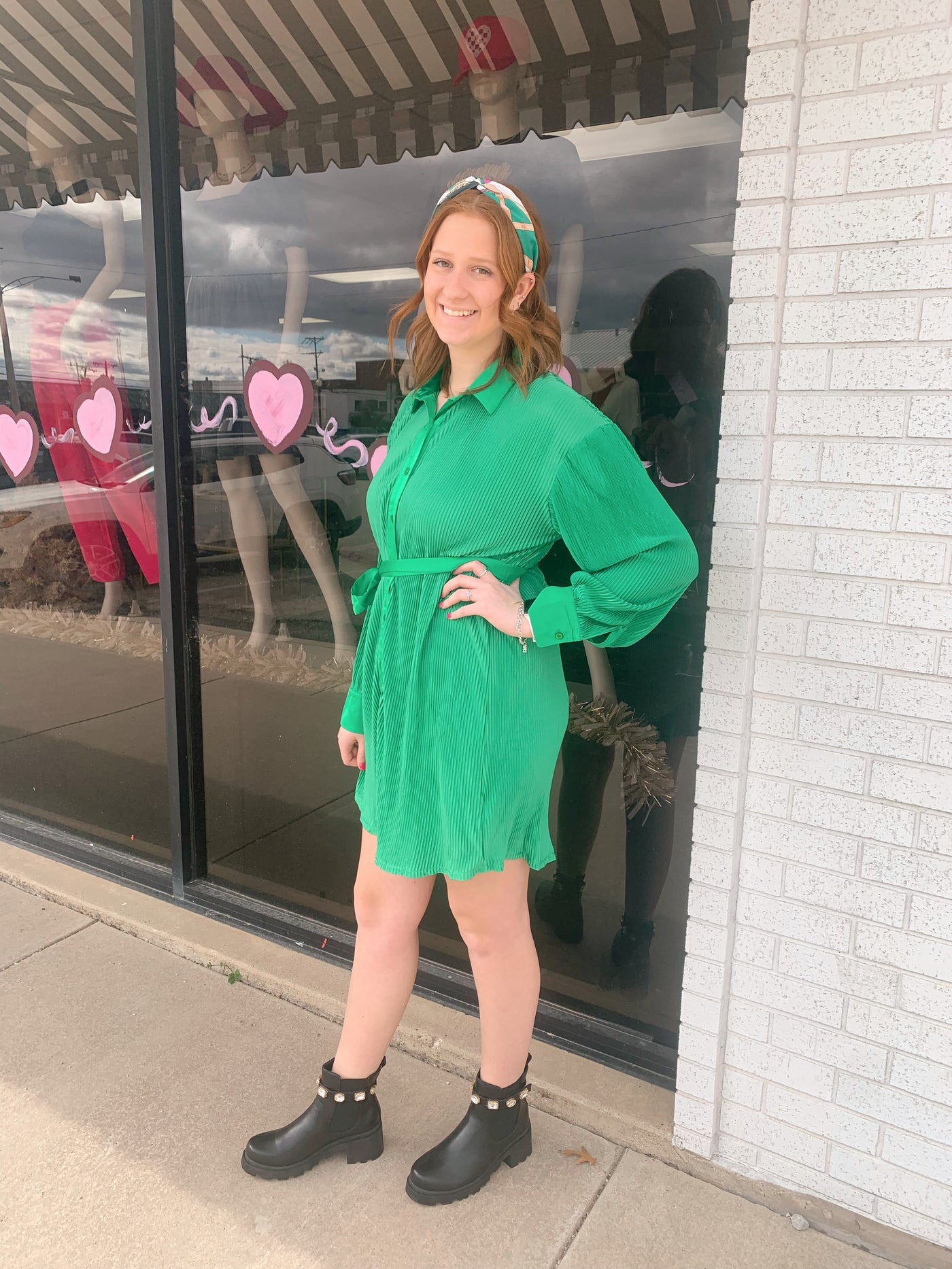 Hayden Pleated Button Dress