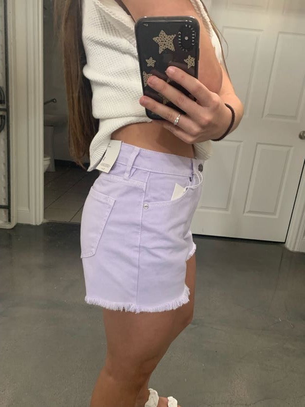 Luna Lavender Denim Shorts