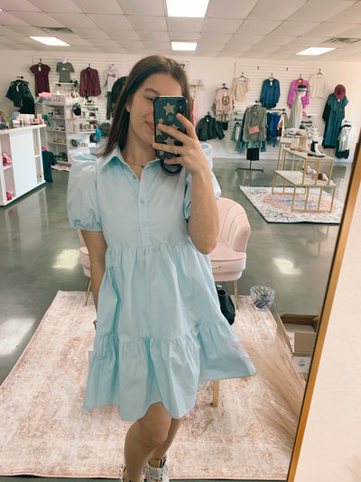 Baby Blue Tiered Dress